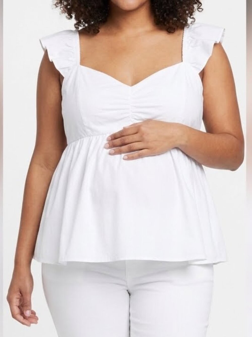 NWT Time and Tru White Babydoll Maternity Top Size Small